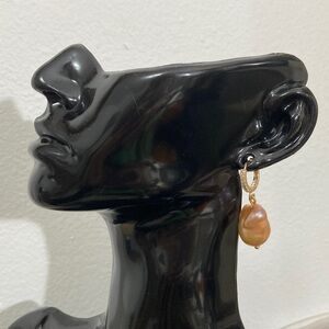 Elegant Gold and Brown Pearl Drop Earrings